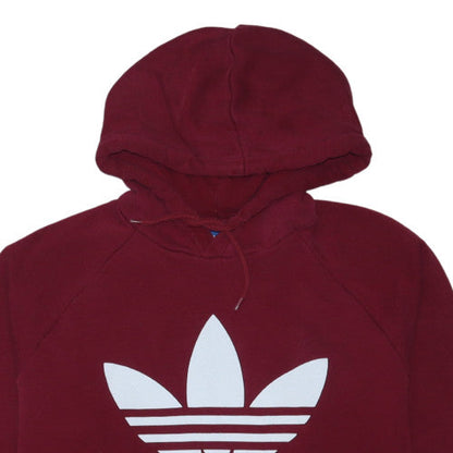 Adidas Mens Red Trefoil Pullover Hoodie Size L Regular Fit