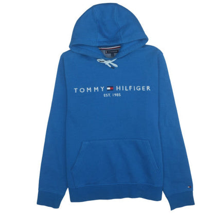 Tommy Hilfiger Men's Blue Pullover Hoodie L Logo Fleece