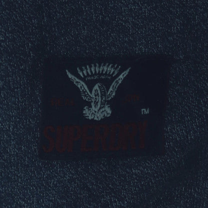 Superdry Men's Blue Pullover Hoodie M Graphic Logo Fleece Sweatshirt