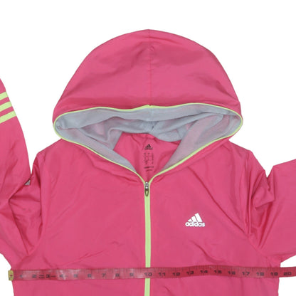 adidas Womens Pink Hooded ClimaProof Windbreaker Jacket Size 10