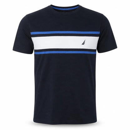 Nautica Men's Blue 2XL Colourblock Cotton Crew Neck T-Shirt