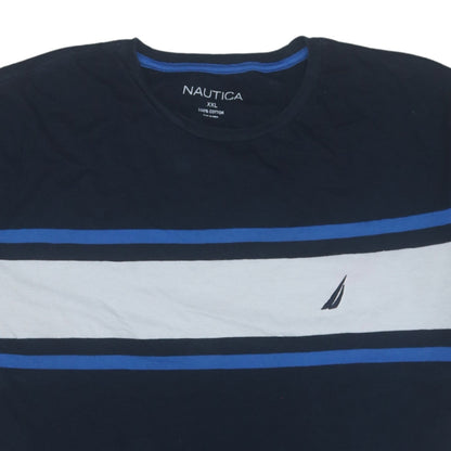 Nautica Men's Blue 2XL Colourblock Cotton Crew Neck T-Shirt