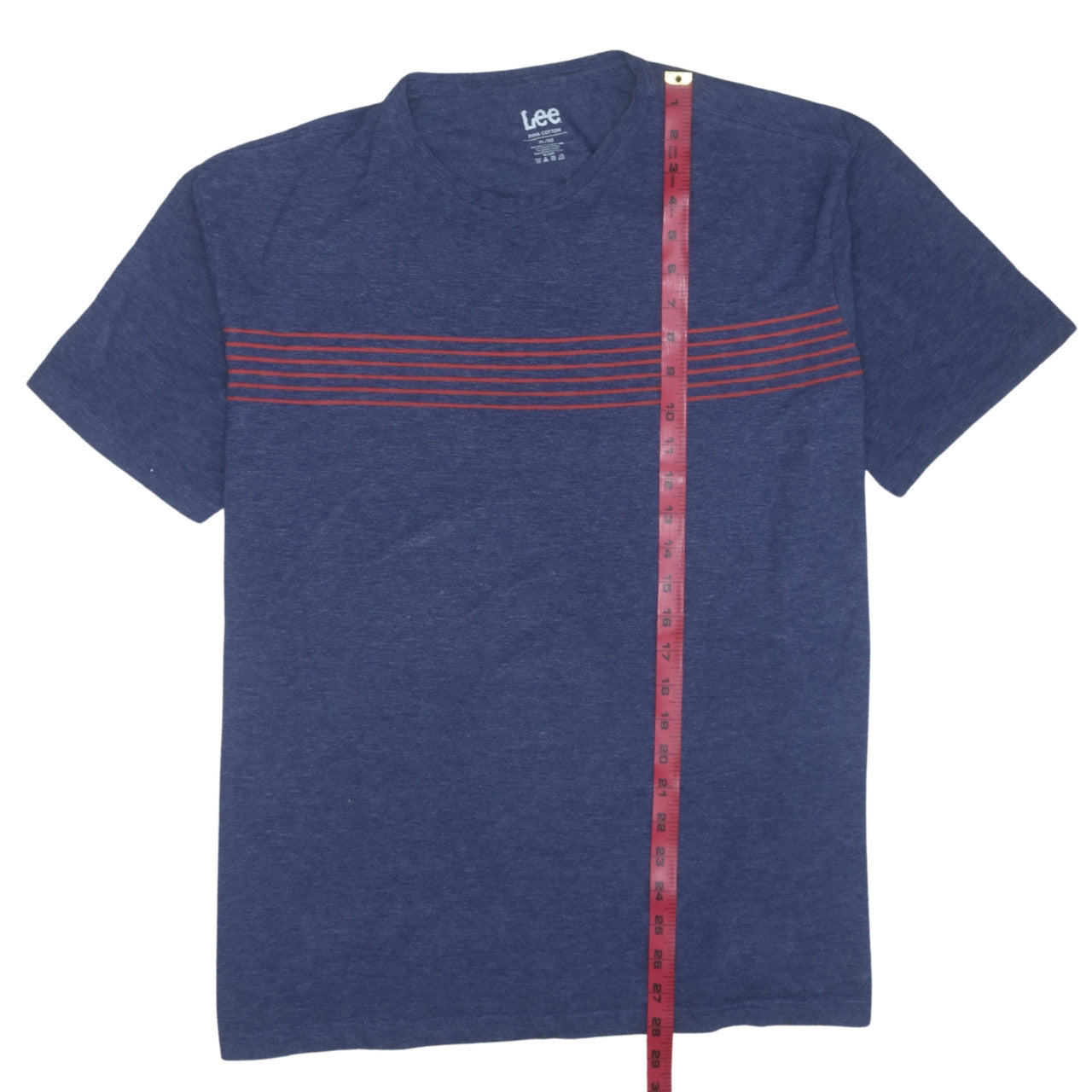 Lee Men's Blue XL Pima Cotton Striped Crew Neck T-Shirt