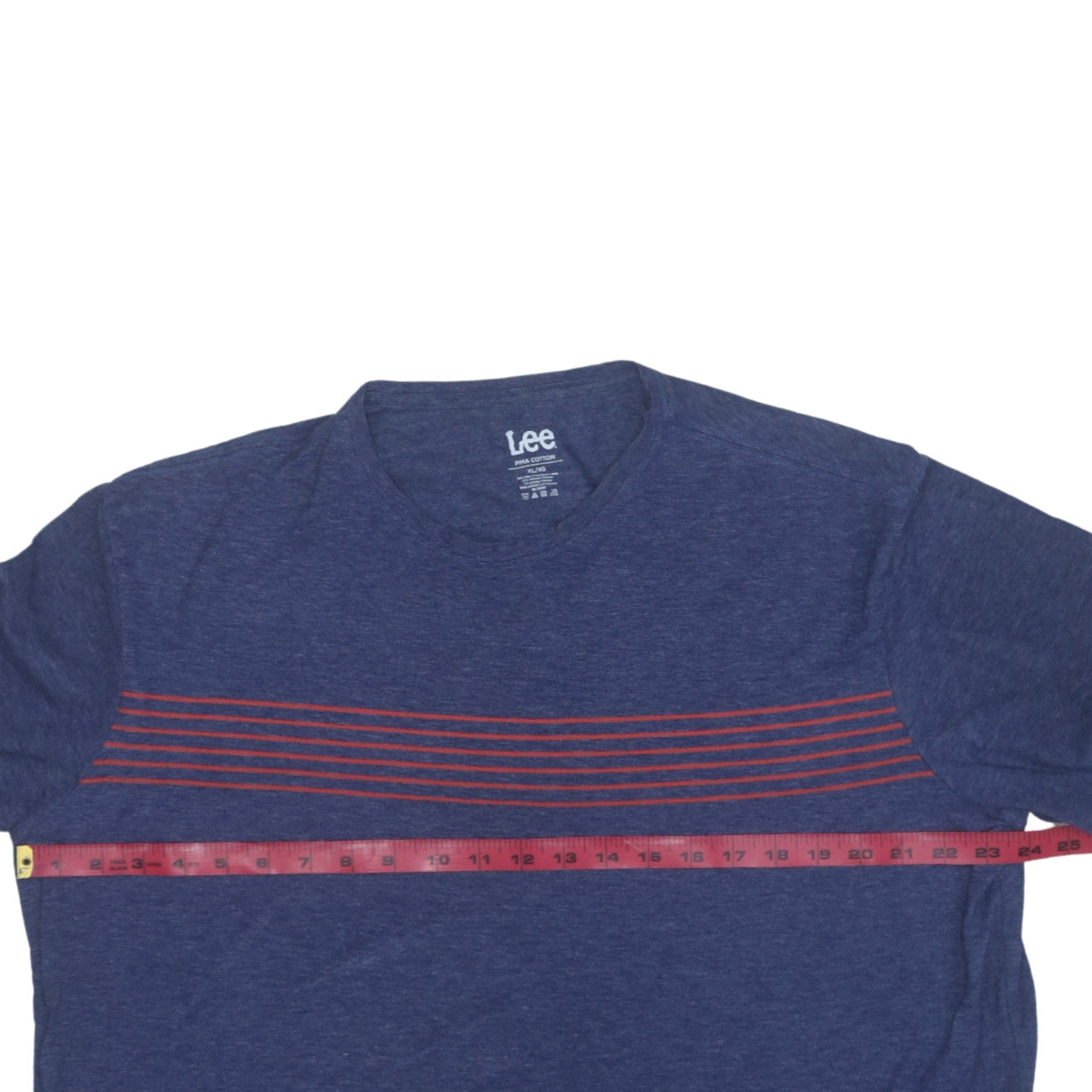 Lee Men's Blue XL Pima Cotton Striped Crew Neck T-Shirt