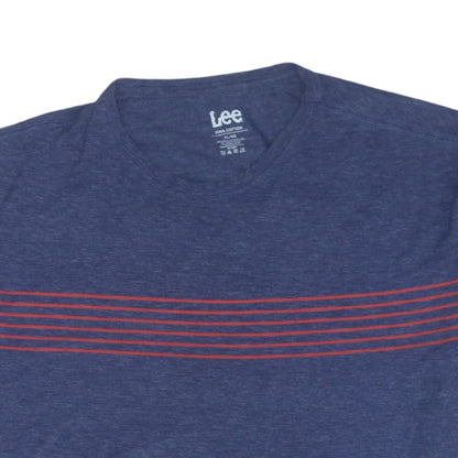 Lee Men's Blue XL Pima Cotton Striped Crew Neck T-Shirt