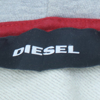 Diesel Men's Grey Pullover Hoodie Logo Print Size M