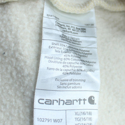 Carhartt Men Ivory XL Pullover Hoodie Relaxed Fit Fleece Logo