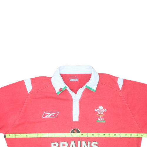 Reebok Mens Red Long Sleeve Rugby Polo Shirt Size L