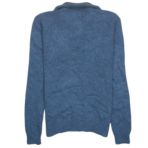 Polo Ralph Lauren Men's Blue Wool 1/4 Zip High Neck Jumper Size M