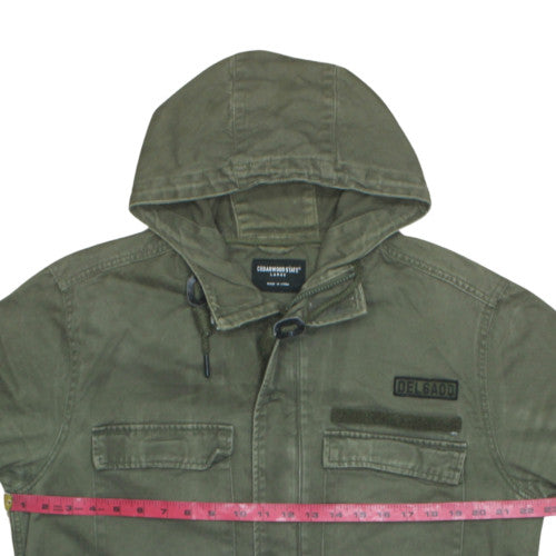 Cedarwood State Men's Green Hooded Cotton Parka Jacket Size L