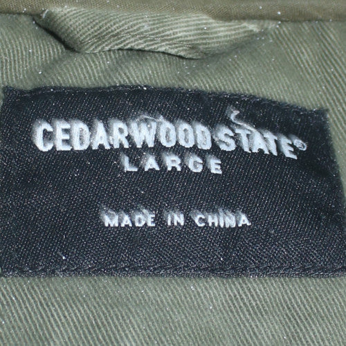 Cedarwood State Men's Green Hooded Cotton Parka Jacket Size L
