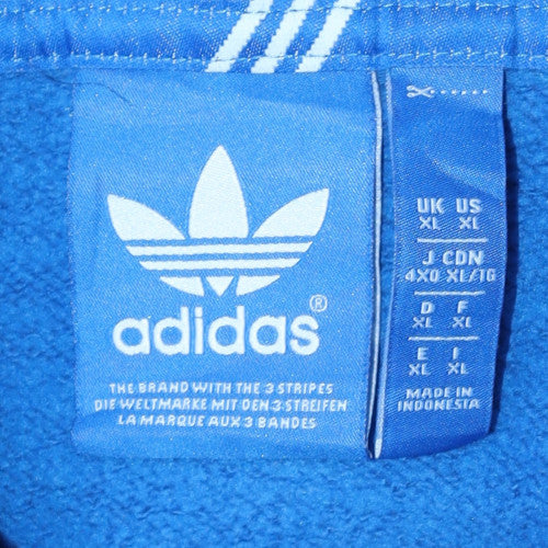 adidas Men Blue Full Zip Hoodie XL Fleece Sportswear Sweatshirt