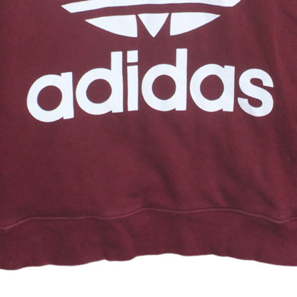 Adidas Womens Burgundy Pullover Hoodie Size 16 Logo Print Cotton