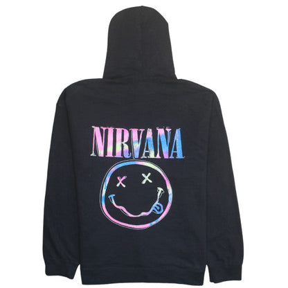 Nirvana Women's Black Pullover Hoodie Small Graphic Print Cotton Blend