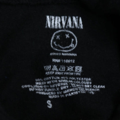 Nirvana Women's Black Pullover Hoodie Small Graphic Print Cotton Blend