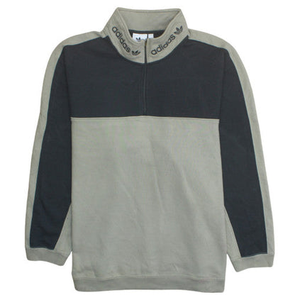 Adidas Mens Green 2XL Retro 1/4 Zip Fleece Sweatshirt