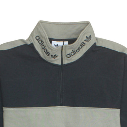 Adidas Mens Green 2XL Retro 1/4 Zip Fleece Sweatshirt
