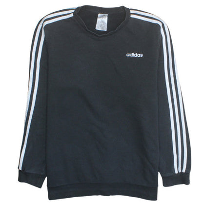 Adidas Mens Black XL Crew Neck Pullover Sweatshirt with Stripes