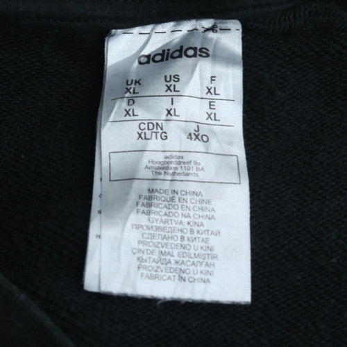 Adidas Mens Black XL Crew Neck Pullover Sweatshirt with Stripes