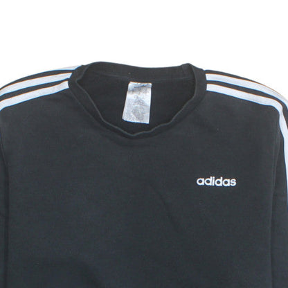 Adidas Mens Black XL Crew Neck Pullover Sweatshirt with Stripes