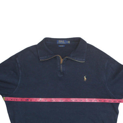 Ralph Lauren Men’s Blue Cotton 1/4 Zip Collared Jumper Size L