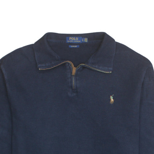 Ralph Lauren Men’s Blue Cotton 1/4 Zip Collared Jumper Size L