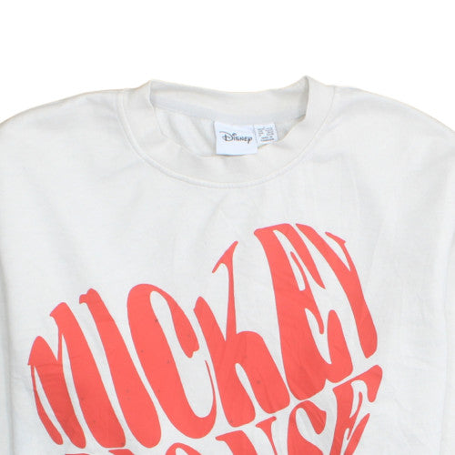 Disney Women's White Mickey Mouse Graphic Sweatshirt L