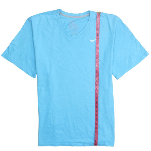 Nike Men's Blue V-Neck Short Sleeve Cotton T-Shirt 2XL Regular Fit