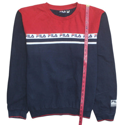 FILA Men's Blue Red Crew Neck Logo Sweatshirt XL Retro Sportswear