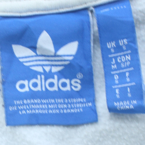 Adidas Women White Hooded Pullover Sweatshirt Size S Logo Print