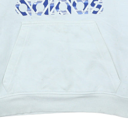 Adidas Women White Hooded Pullover Sweatshirt Size S Logo Print