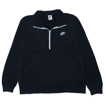 Nike Men Black 1/2 Zip Fleece Sweatshirt L Regular Sportswear