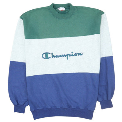 Champion Men's Blue Green Grey XL Retro Pullover Sweatshirt