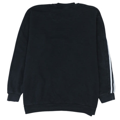 adidas Men Black 2XL Pullover Sweatshirt with Logo Stripes