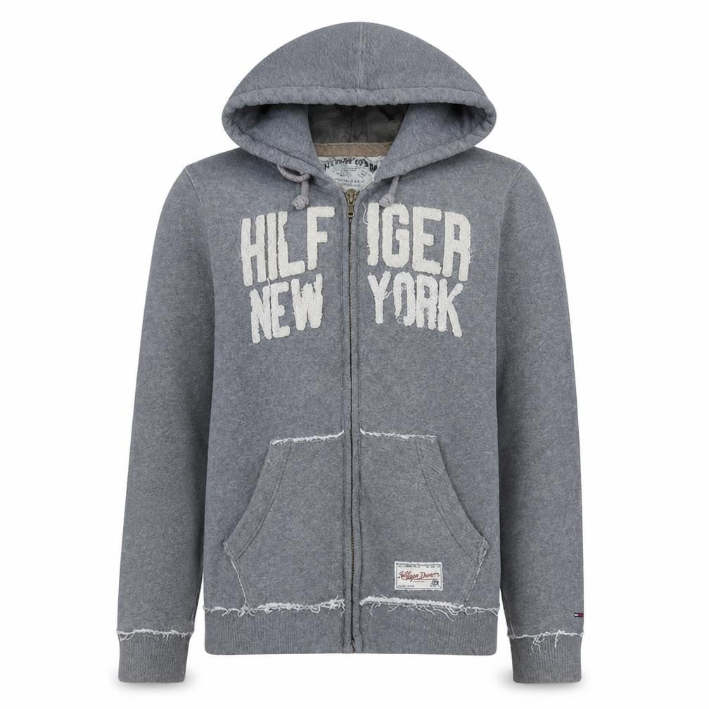 Hilfiger Denim Men's Grey Full Zip Hoodie L Hooded Sweatshirt