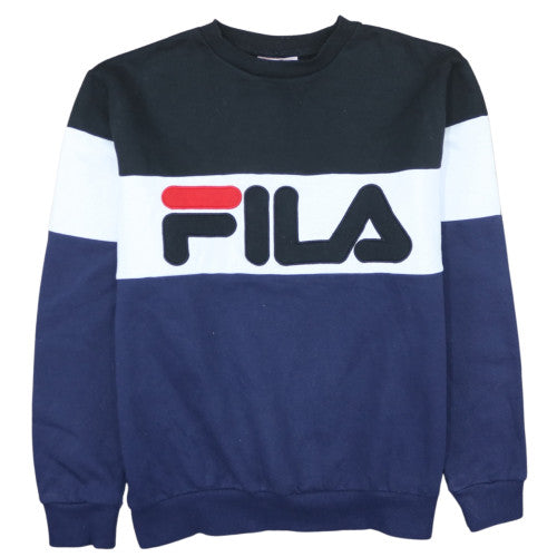 Fila Men's Blue Crew Neck Logo Pullover Sweatshirt Size L