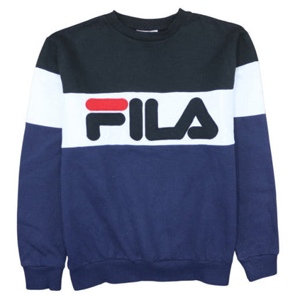 Fila Men's Blue Crew Neck Logo Pullover Sweatshirt Size L