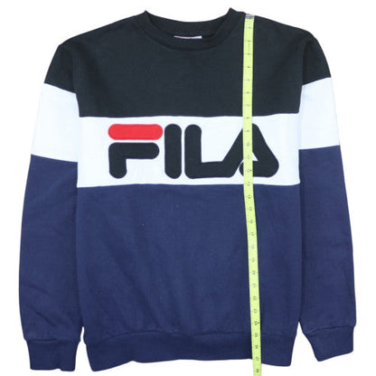 Fila Men's Blue Crew Neck Logo Pullover Sweatshirt Size L