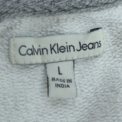 Calvin Klein Jeans Men's Grey Logo Crew Neck Cotton Sweatshirt L