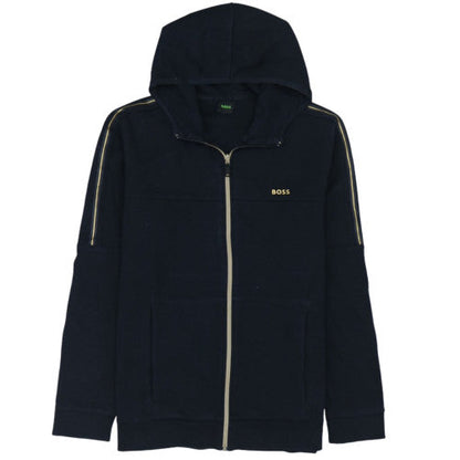 BOSS Mens Black Full Zip Hoodie XL Regular Fit Cotton Blend