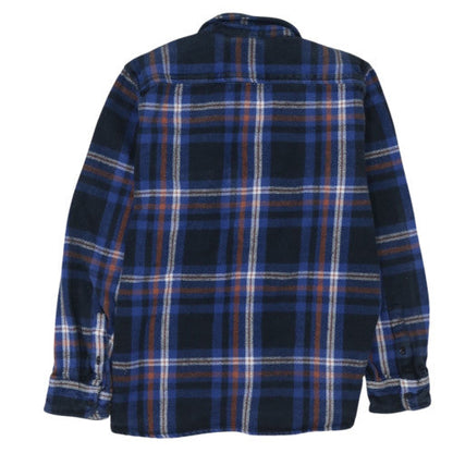 Dickies Men's Blue Orange Plaid Flannel Button-Up Shirt XL