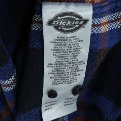 Dickies Men's Blue Orange Plaid Flannel Button-Up Shirt XL