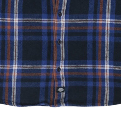 Dickies Men's Blue Orange Plaid Flannel Button-Up Shirt XL