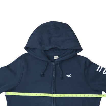 Hollister Men Blue Full Zip Hoodie XL Fleece Logo Cotton Blend
