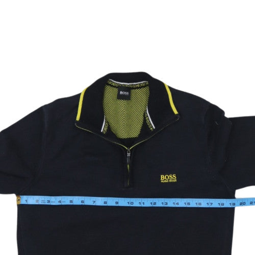 Hugo Boss Men’s Black 1/2 Zip Cotton Knit Jumper Size S
