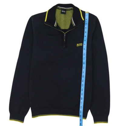 Hugo Boss Men’s Black 1/2 Zip Cotton Knit Jumper Size S
