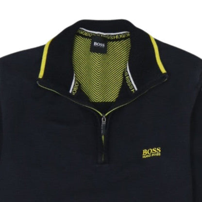 Hugo Boss Men’s Black 1/2 Zip Cotton Knit Jumper Size S