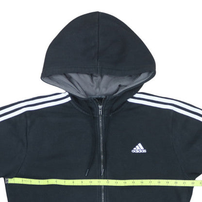 Adidas Mens Black Grey Full Zip Hoodie Size M Fleece Casual Hooded Sweatshirt