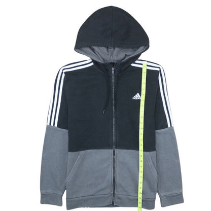Adidas Mens Black Grey Full Zip Hoodie Size M Fleece Casual Hooded Sweatshirt