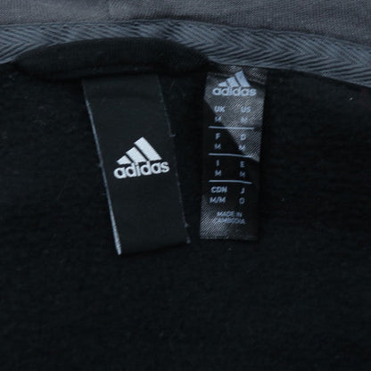 Adidas Mens Black Grey Full Zip Hoodie Size M Fleece Casual Hooded Sweatshirt